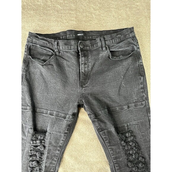 Fashion Nova Men,Black Ollie Moto Skinny Distressed Denim Jeans,38x31 - Picture 5 of 10